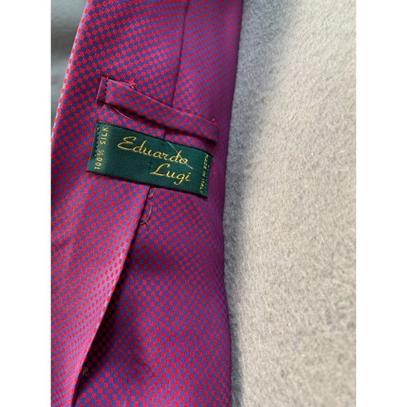 Eduardo Luigi Mens Silk Tie Red Blue Checkered Pattern Made in Italy Necktie - Picture 3 of 5